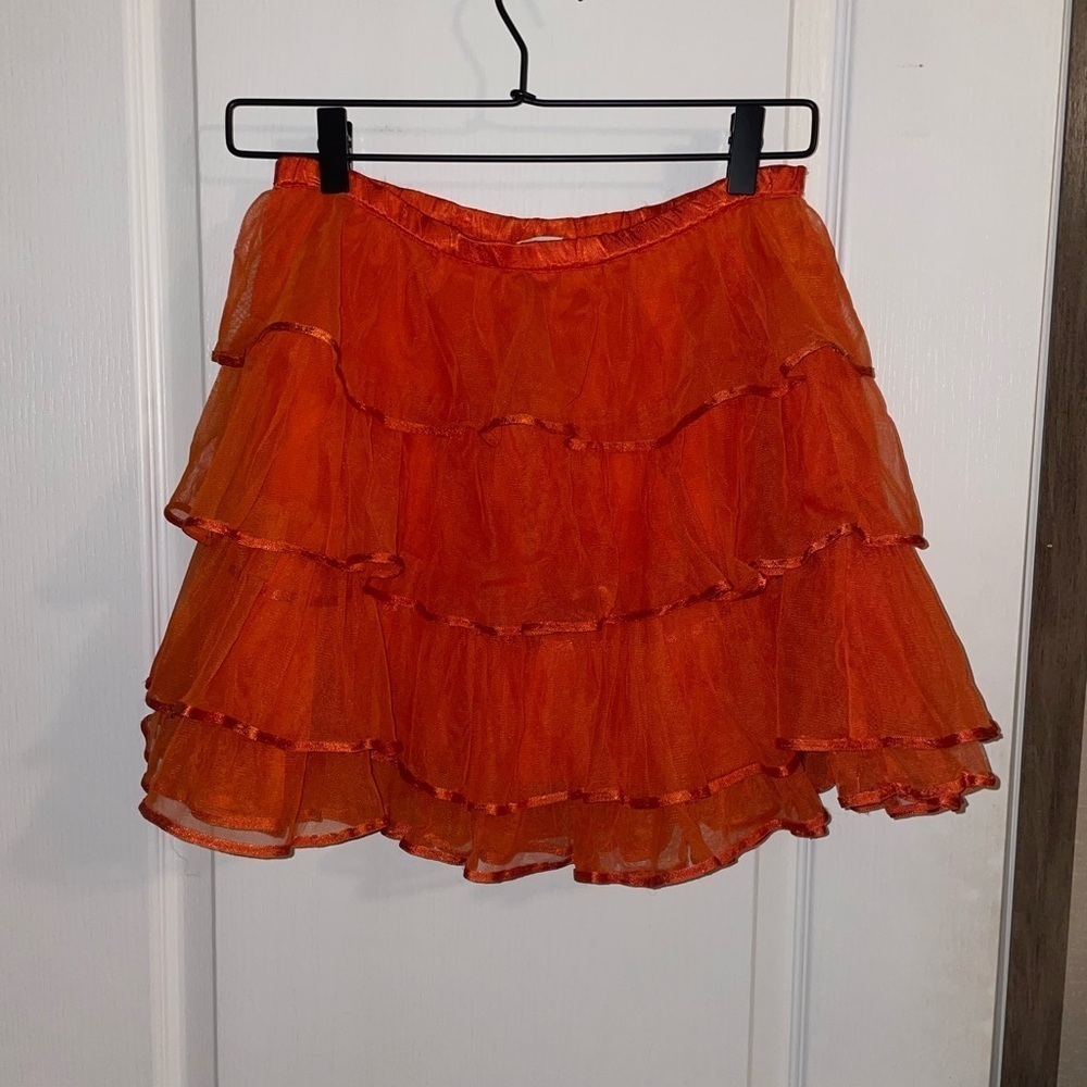 Garnet Hill Orange Girls Layered Tull Skirt Size 8